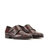 DapperFam Monaco in Burgundy Men's Italian Leather Double Monk — Style 5404