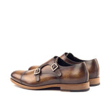 DapperFam Monaco in Cognac Men's Hand-Painted Patina Double Monk