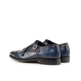 DapperFam Monaco in Denim Men's Hand-Painted Patina Double Monk