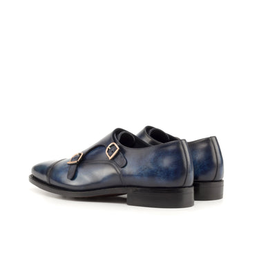DapperFam Monaco in Denim Men's Hand-Painted Patina Double Monk