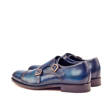 DapperFam Monaco in Denim Men's Hand-Painted Patina Double Monk