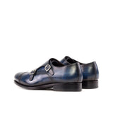DapperFam Monaco in Denim Men's Hand-Painted Patina Double Monk