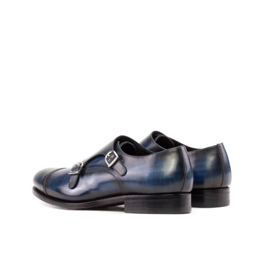 DapperFam Monaco in Denim Men's Hand-Painted Patina Double Monk