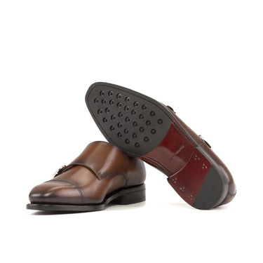 DapperFam Monaco in Med Brown Men's Italian Leather Double Monk