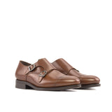 DapperFam Monaco in Med Brown Men's Italian Leather Double Monk — Style 5325