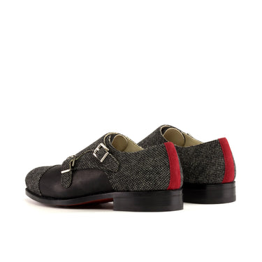 DapperFam Monaco in Nailhead / Black Men's Sartorial & Italian Suede Double Monk