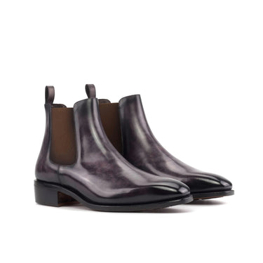 DapperFam Monza in Aubergine Men's Hand-Painted Patina Chelsea Boot in Aubergine