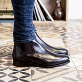 DapperFam Monza in Black Men's Italian Leather Chelsea Boot