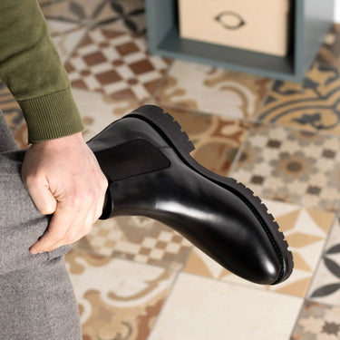 DapperFam Monza in Black Men's Italian Leather Chelsea Boot