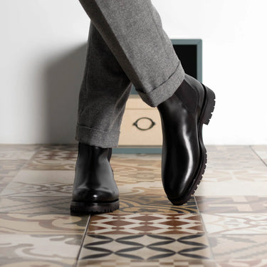 DapperFam Monza in Black Men's Italian Leather Chelsea Boot