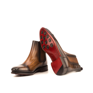 DapperFam Monza in Brown Men's Hand-Painted Patina Chelsea Boot