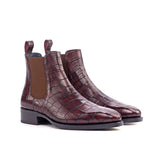 DapperFam Monza in Burgundy Men's Italian Croco Embossed Leather Chelsea Boot in Burgundy