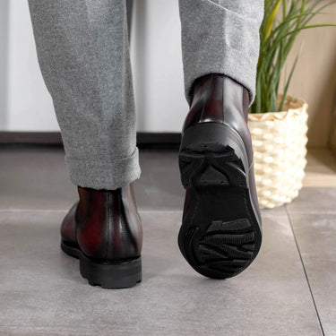 DapperFam Monza in Burgundy Men's Italian Leather Chelsea Boot