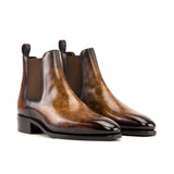 DapperFam Monza in Fire Men's Hand-Painted Patina Chelsea Boot in Fire