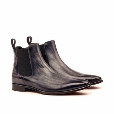 DapperFam Monza in Grey Men's Hand-Painted Patina Chelsea Boot in Grey