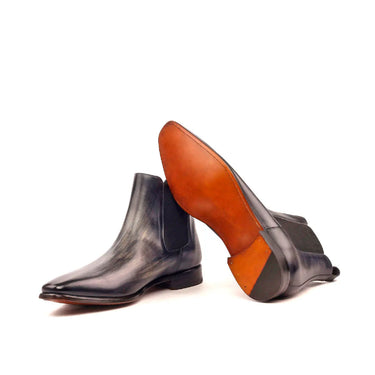 DapperFam Monza in Grey Men's Hand-Painted Patina Chelsea Boot in #color_