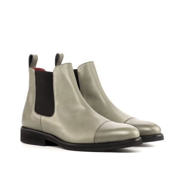 DapperFam Monza in Grey Men's Italian Full Grain Leather Chelsea Boot in Grey #color_ Grey