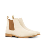 DapperFam Monza in Ivory Men's Italian Suede Chelsea Boot in Ivory