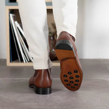 DapperFam Monza in Med Brown Men's Italian Leather Chelsea Boot