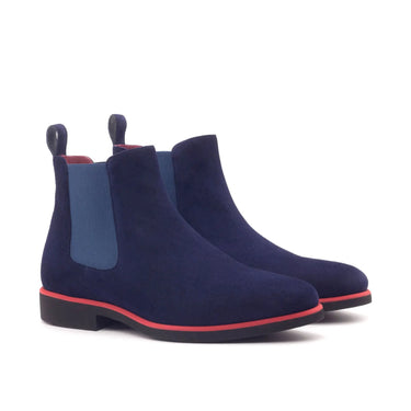 DapperFam Monza in Navy Men's Italian Suede Chelsea Boot in Navy
