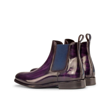DapperFam Monza in Purple / Denim Men's Hand-Painted Patina Chelsea Boot in #color_