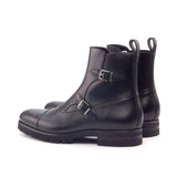 DapperFam Octavian in Black Men's Italian Leather & Italian Pebble Grain Leather Buckle Boot