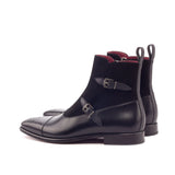 DapperFam Octavian in Black Men's Italian Suede & Italian Pebble Grain Leather Buckle Boot