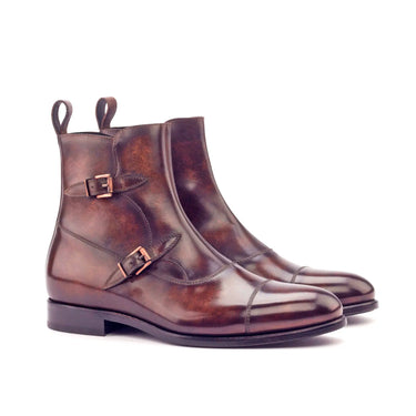 DapperFam Octavian in Brown Men's Hand-Painted Patina Buckle Boot in Brown