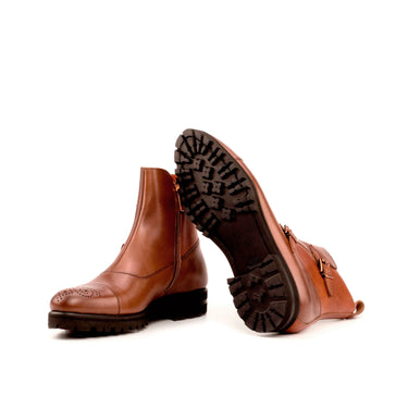 DapperFam Octavian in Cognac / Med Brown Men's Italian Leather Buckle Boot