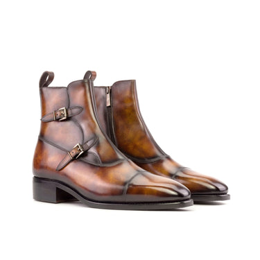 DapperFam Octavian in Fire Men's Hand-Painted Patina Buckle Boot in Fire