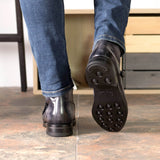 DapperFam Octavian in Grey Men's Hand-Painted Patina Buckle Boot