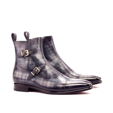 DapperFam Octavian in Grey Men's Hand-Painted Patina Buckle Boot in Grey