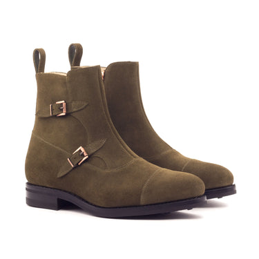 DapperFam Octavian in Khaki Men's Lux Suede Buckle Boot in Khaki