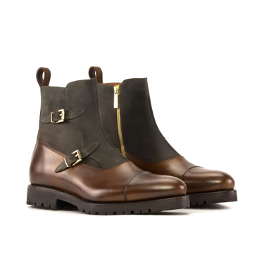 DapperFam Octavian in Med Brown Men's Italian Leather Buckle Boot in Med Brown