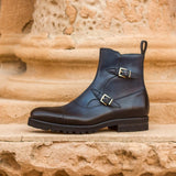 DapperFam Octavian in Navy Men's Italian Leather Buckle Boot