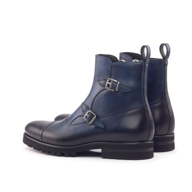 DapperFam Octavian in Navy Men's Italian Leather Buckle Boot