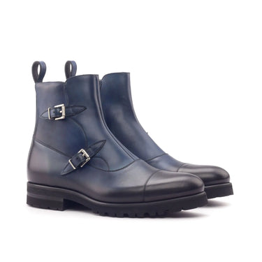 DapperFam Octavian in Navy Men's Italian Leather Buckle Boot in Navy