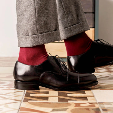 DapperFam Rafael in Black Men's Italian Leather Oxford