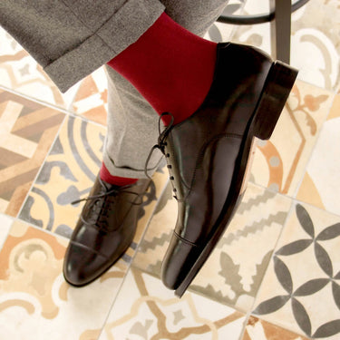 DapperFam Rafael in Black Men's Italian Leather Oxford