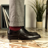 DapperFam Rafael in Black Men's Italian Leather Oxford — Style 5255