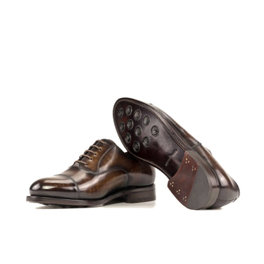 DapperFam Rafael in Brown Men's Hand-Painted Patina Oxford