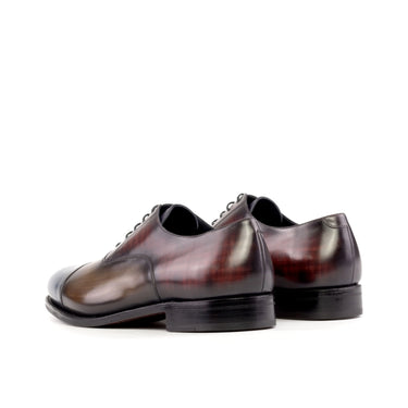 DapperFam Rafael in Burgundy / Purple / Denim / Brown Men's Hand-Painted Patina Oxford