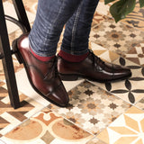 DapperFam Rafael in Burgundy Men's Italian Leather Oxford