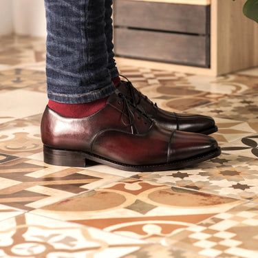 DapperFam Rafael in Burgundy Men's Italian Leather Oxford
