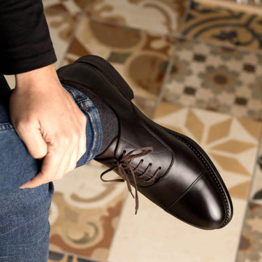 DapperFam Rafael in Dark Brown Men's Italian Leather Oxford