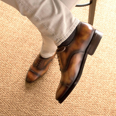 DapperFam Rafael in Fire Men's Hand-Painted Patina Oxford