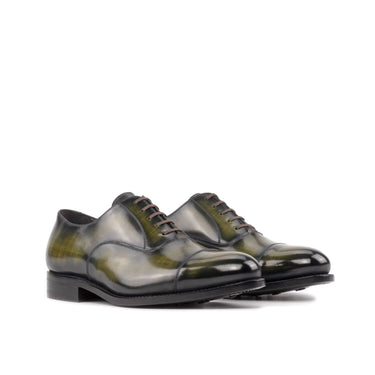 DapperFam Rafael in Khaki Men's Hand-Painted Patina Oxford in Khaki