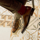 DapperFam Rafael in Med Brown Men's Italian Leather Oxford — Style 5260