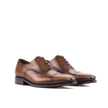 DapperFam Rafael in Med Brown Men's Italian Leather Oxford in Med Brown