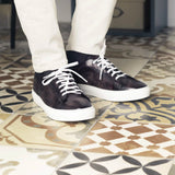 DapperFam Rivale in Aubergine Men's Hand-Painted Patina Trainer